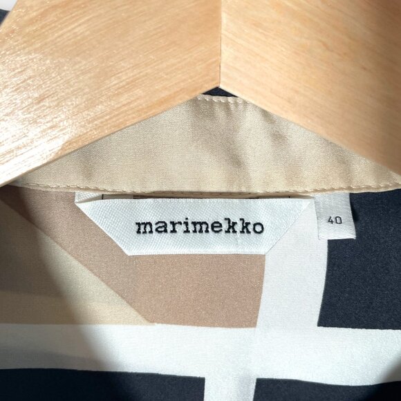 Marimekko Silk Button Up Top Blouse Sz 40 / 10 US - Picture 4 of 8
